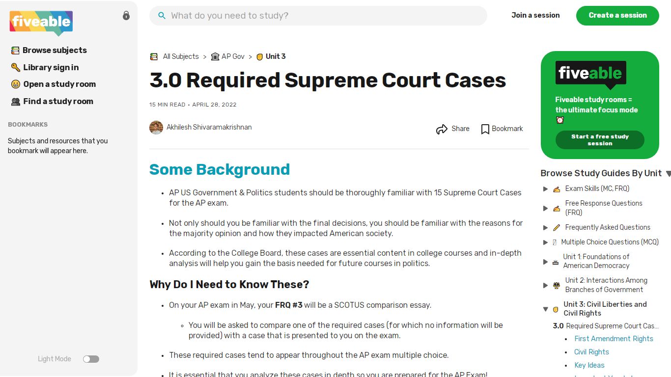 AP Gov Notes: Required Supreme Court Cases Review (2020) | Fiveable