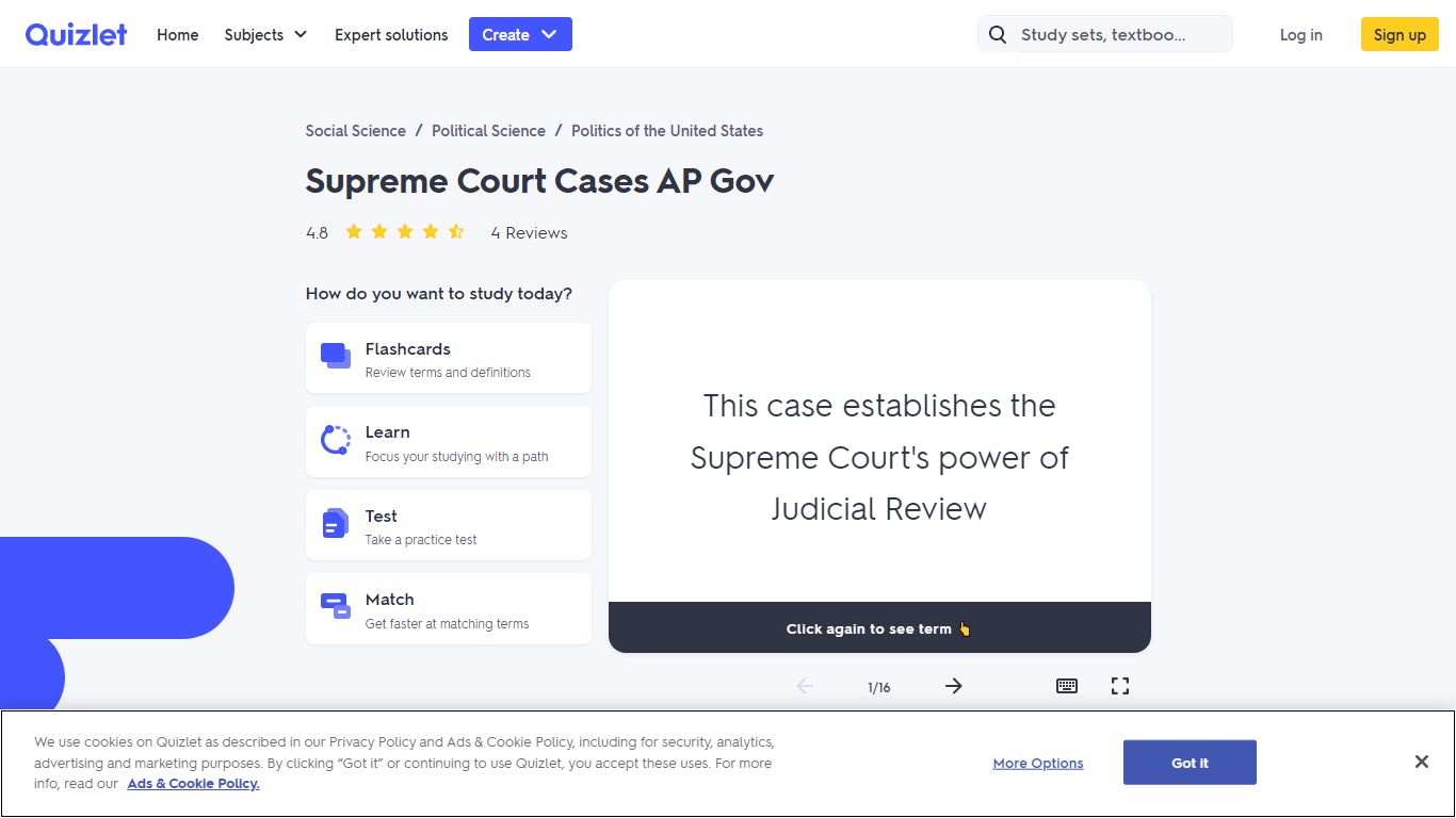 Supreme Court Cases AP Gov Flashcards | Quizlet