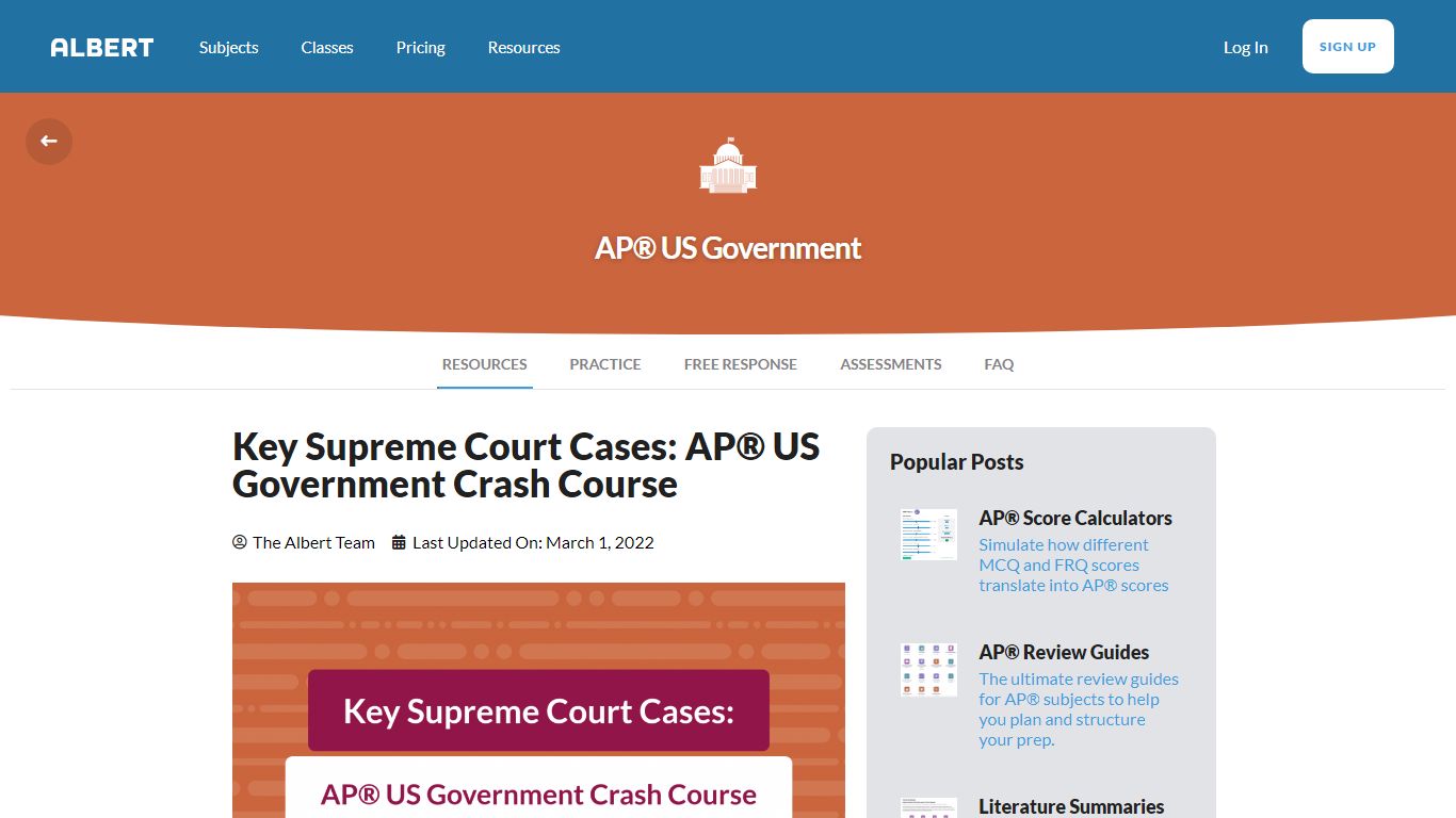 Key Supreme Court Cases: AP® US Government Crash Course - Albert Resources