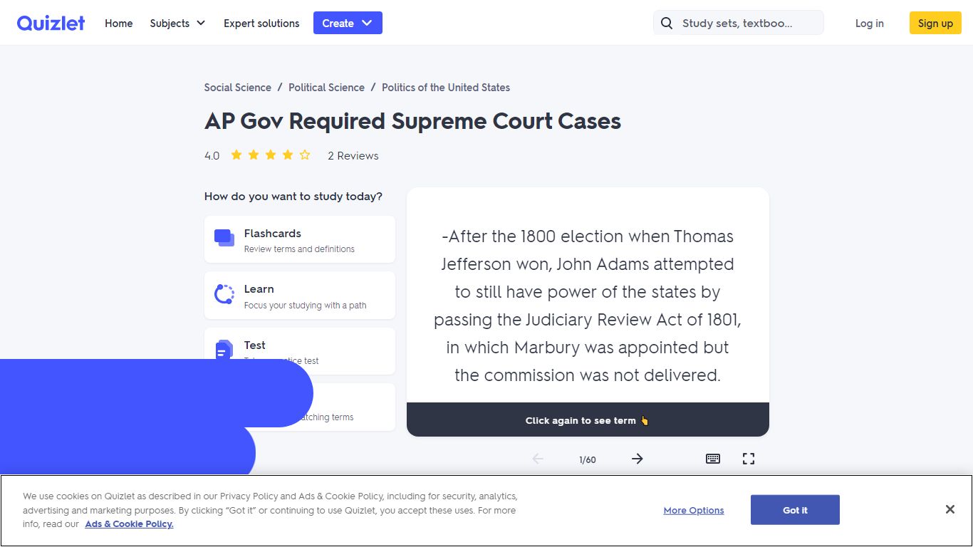 AP Gov Required Supreme Court Cases Flashcards | Quizlet